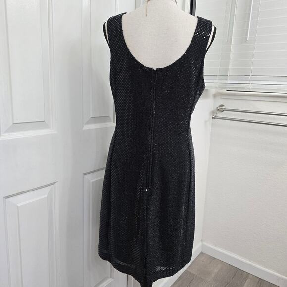 VTG 90s Y2K Black Sparkle Sequin Mini Dress Sz 10 Elegant Romantic Whimsical - Picture 3 of 8